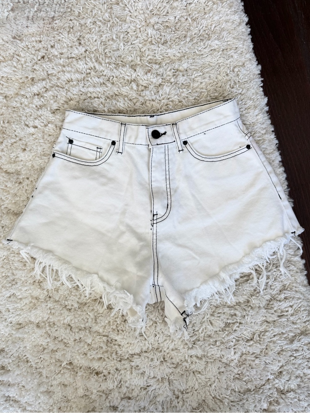 Urban Outfitters BDG High Rise White Contrast Stitch Denim Shorts